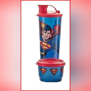 Tupperware Superman Cup And Container Set Blue Set Of 4